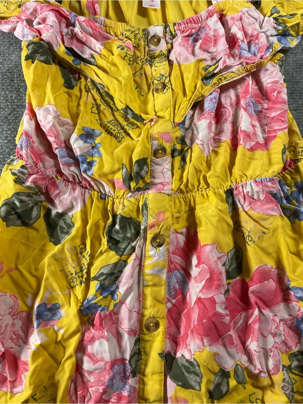 Justice Yellow‎ Floral Summer Dress with Pink Accents